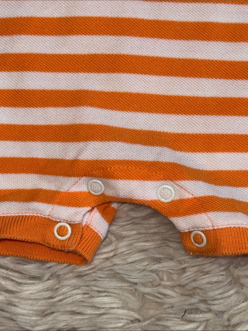🐎Ralph Lauren Orange & White Striped Polo Romper/Shortall  12 mths - Picture 4 of 5